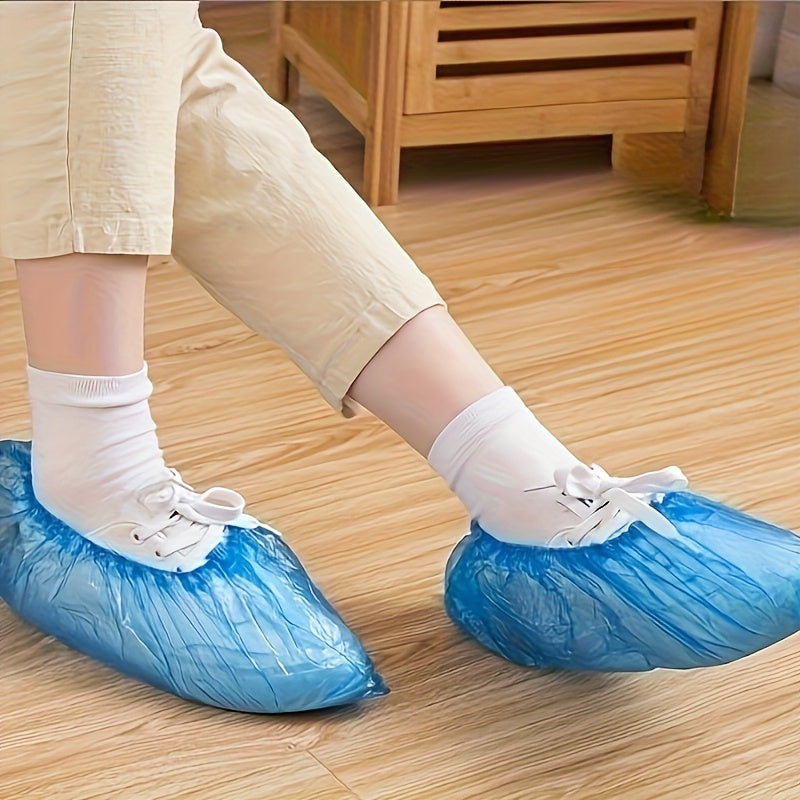 100-Pack: Disposable Plastic Shoe Covers – Waterproof & Slip-Resistant