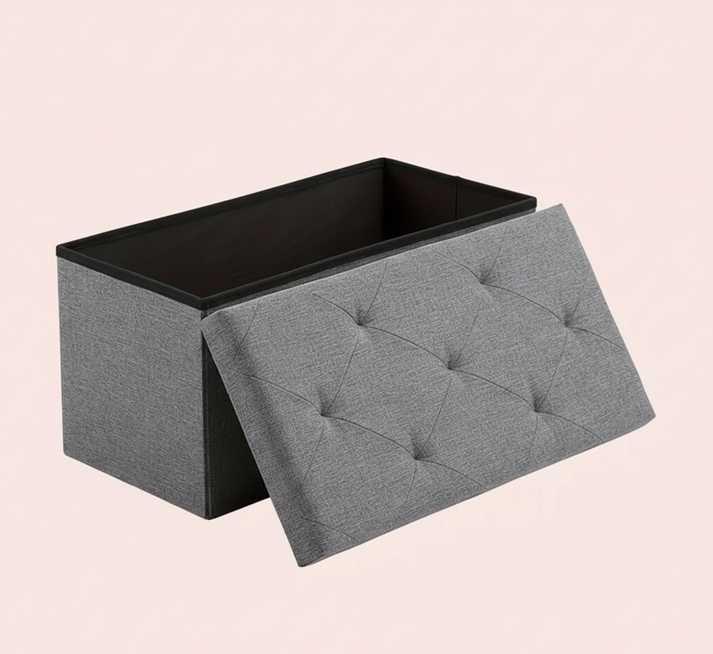 30/43" Folding Storage Ottoman Bench Heavy Duty Padded Seat Multi Size - Color