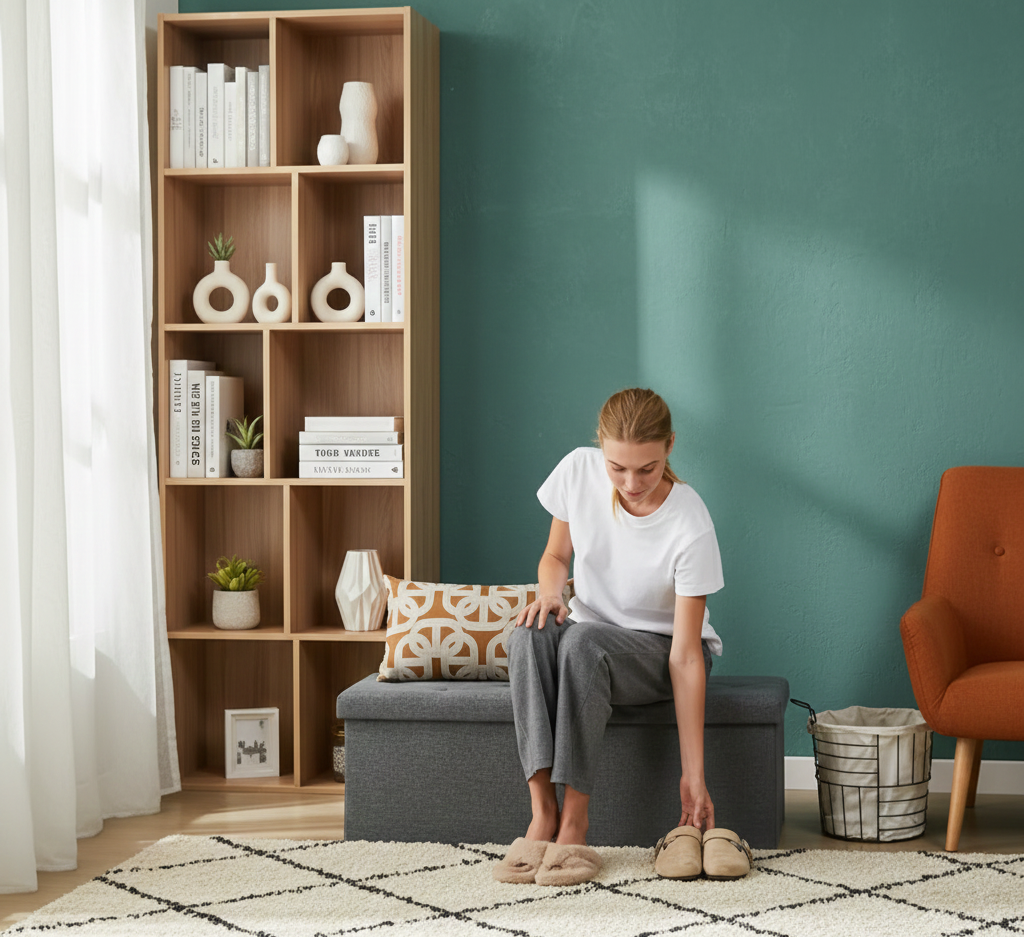 30/43" Folding Storage Ottoman Bench Heavy Duty Padded Seat Multi Size - Color