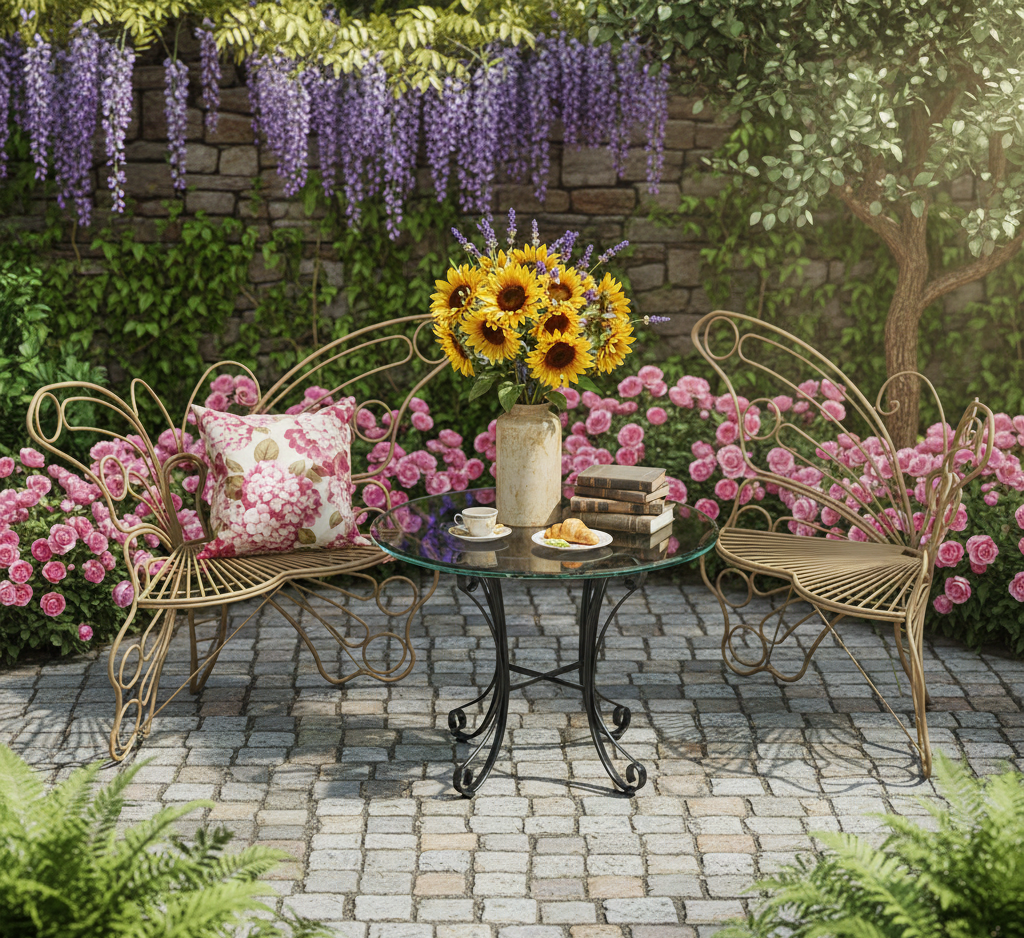 50-Inch Outdoor Garden Bench with Iron Metal Frame – Patio Porch Lawn Yard Bench – Multiple Colors