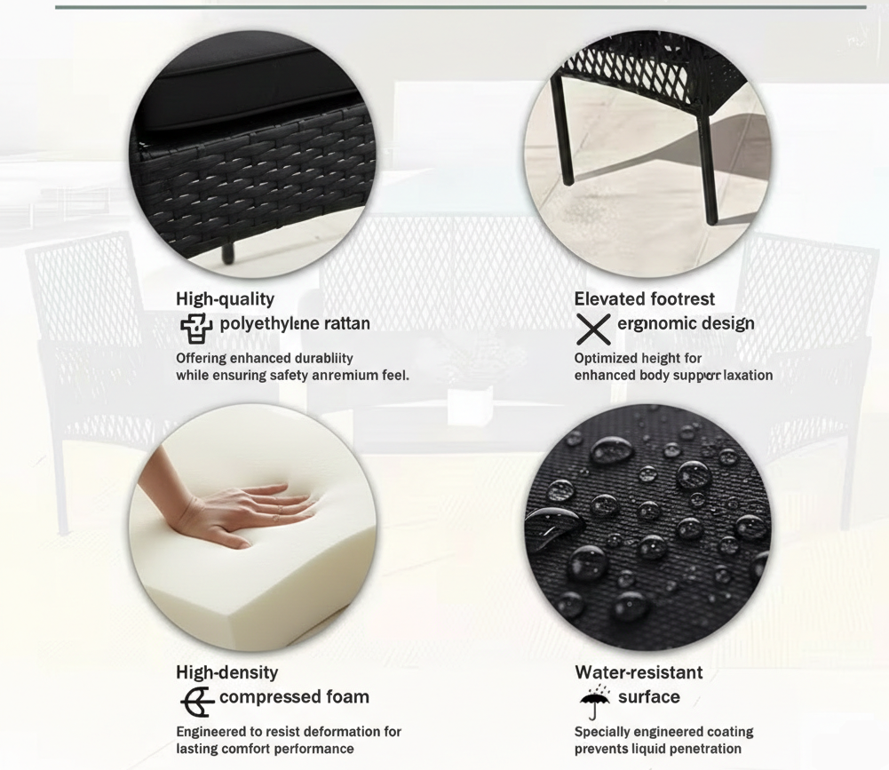 4Pcs Outdoor Patio Furniture Set – Rattan Wicker Sofa - Multiple Styles