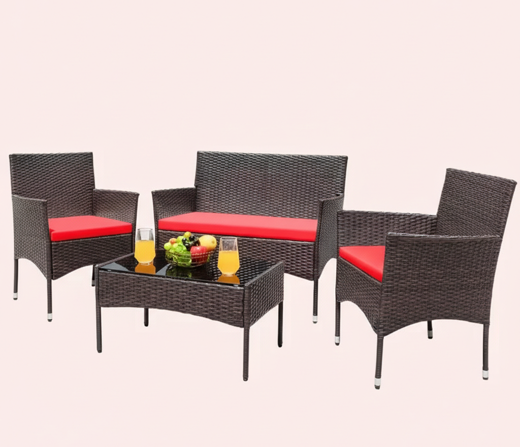 4Pcs Outdoor Patio Furniture Set – Rattan Wicker Sofa - Multiple Styles