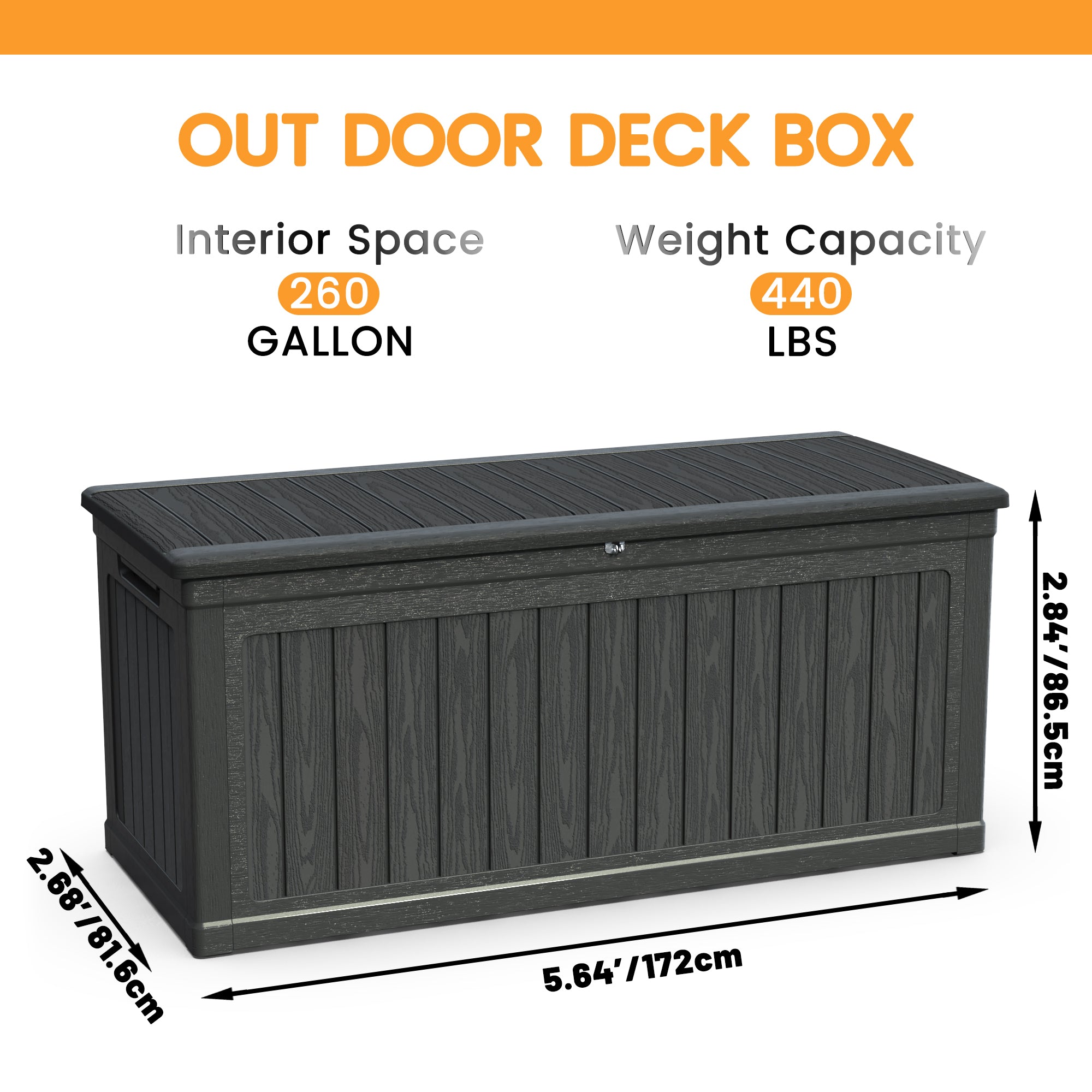 260 Gallon Large Outdoor Storage XXL Deck Box