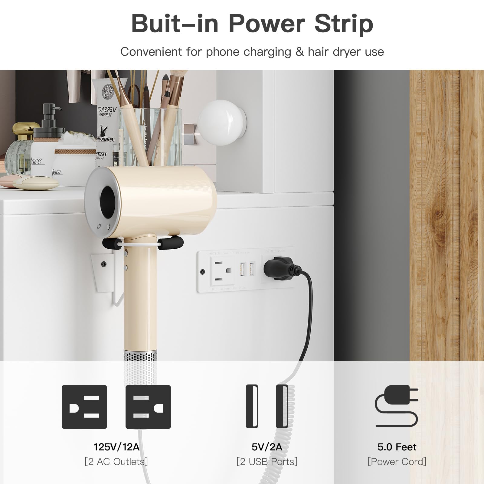 5-Drawer LED Mirror Vanity Desk - Vektaya