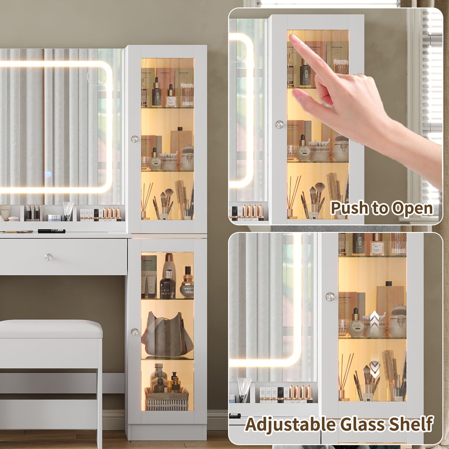 6-Drawer Mirror Vanity Desk - Vektaya